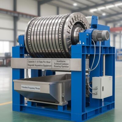 قدرة 1-10 طن في الساعة معدات الفصل المغناطيسي مع تردد الاهتزاز 70rmin وتوجيهات التثبيت التقنية التي تضمن التشغيل
