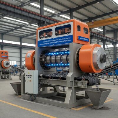 فصل المعادن الحديدية من المواد غير المعدنية منفصل كهرومغناطيسي مع طريقة العزل E للتطبيقات الصناعية