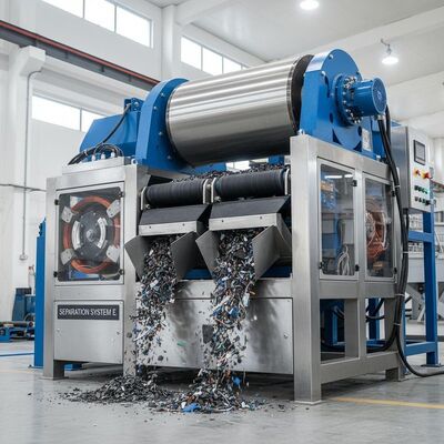 فصل المعادن الحديدية عن المواد غير المعدنية، فاصل كهرومغناطيسي مع العمل الآلي وطريقة العزل E للفرز